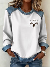 Frauen Westliches Muster Patchwork Kunst Sweatshirt