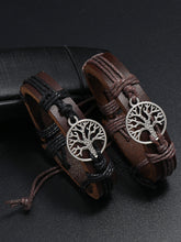 Baum des Lebens Kuhfell Vintage Kordel zug geflochtenes Armband
