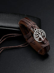 Baum des Lebens Kuhfell Vintage Kordel zug geflochtenes Armband