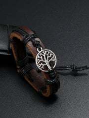 Baum des Lebens Kuhfell Vintage Kordel zug geflochtenes Armband