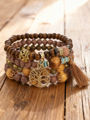 Frauen Wikinger Baum des Lebens böhmische mehr schicht ige Holz perle Armband