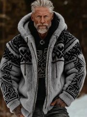 Herren Viking Celtic Art Plüsch Gemütliche warme Kapuzen jacke mit Reiß verschluss