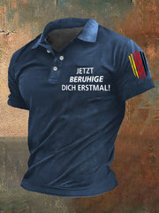 Herren-Polo-Shirt Beruhige dich bedruckt