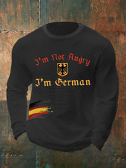 Herren Ich bin nicht wütend Ich bin Deutsch Print Waffel Langarm T-Shirt