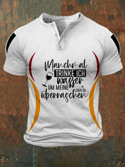 Men's Manchmal Trinke Ich Wasser Um Meine Leber Zu Uberraschen Printed Button T-Shirt