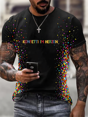 Kölnisch Karneval Print T-Shirt für Herren kurze Ärmel