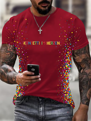 Kölnisch Karneval Print T-Shirt für Herren kurze Ärmel