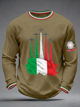 Herren Festa Della Repubblica Repvbblica Italiana Bedrucktes Waffelpullover mit langen Ärmeln
