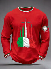 Herren Festa Della Repubblica Repvbblica Italiana Bedrucktes Waffelpullover mit langen Ärmeln