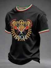 Herren-Italienischer-Print-Lässiges-T-Shirt