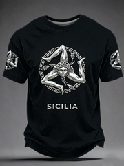 Herren-T-Shirt Sicilia Trinacria mit kurzen Ärmeln