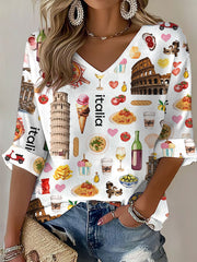 Italienisches Waffel-Freizeit-T-Shirt für Frauen