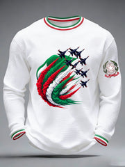 Herren Festa Della Repubblica Repvbblica Italiana Bedrucktes Waffel-Langarm-Sweatshirt