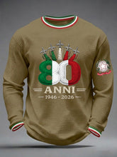 Herren Festa Della Repubblica Repvbblica Italiana Bedrucktes Waffelpullover mit langen Ärmeln