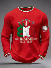 Herren Festa Della Repubblica Repvbblica Italiana Bedrucktes Waffelpullover mit langen Ärmeln