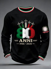 Herren Festa Della Repubblica Repvbblica Italiana Bedrucktes Waffelpullover mit langen Ärmeln