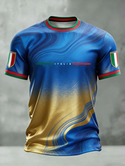 Männer italienisches Fußball-T-Shirt mit kurzen Ärmeln