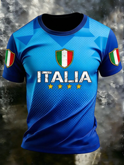 Herren-Italien-Fußball-T-Shirt mit kurzen Ärmeln