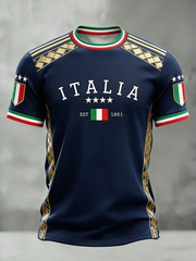 Herren-Italien-Fußball-T-Shirt mit kurzen Ärmeln