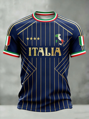 Herren-Italien-Fußball-T-Shirt mit kurzen Ärmeln
