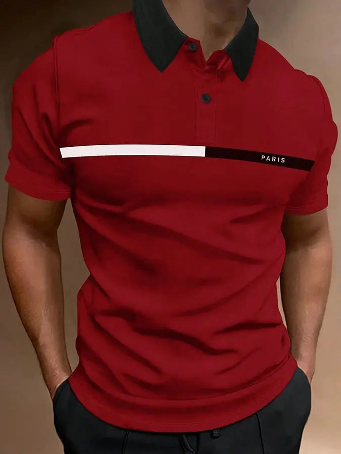 Lässiges Poloshirt mit Aufdruck für Herren cherishyouo