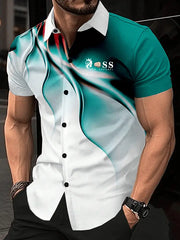 Herren Freizeithemd mit Retro-Schriftzug cherishyouo