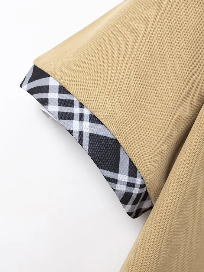 Men's Retro Plaid Stitching Fashion Casual Polo Shirt (With Pockets) cherishyouo