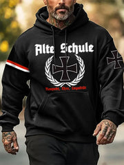 Men's long-sleeved hoodie with old school print