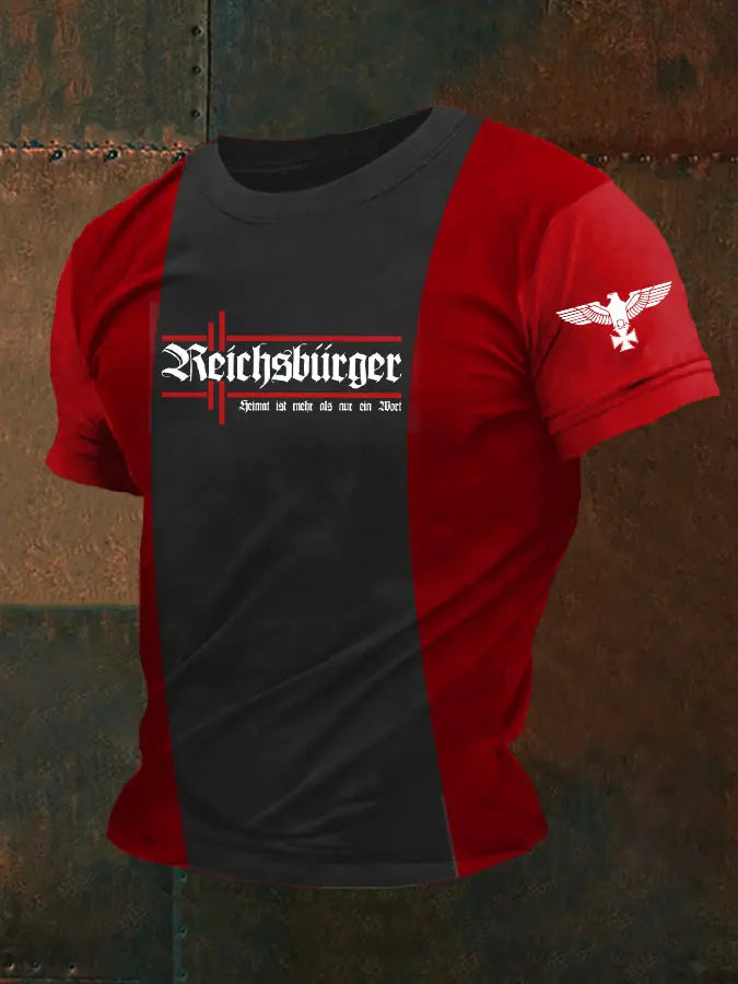 Herren Reichs bürger Heimat bedrucktes Kurzarm-T-Shirt zartstils