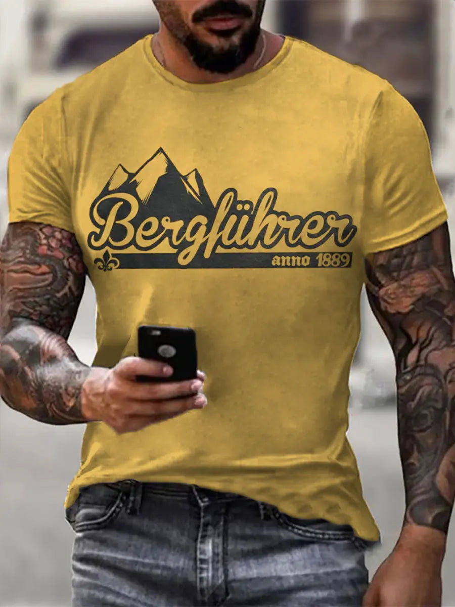 Herren Berg führer bedrucktes Kurzarm-T-Shirt zartstils