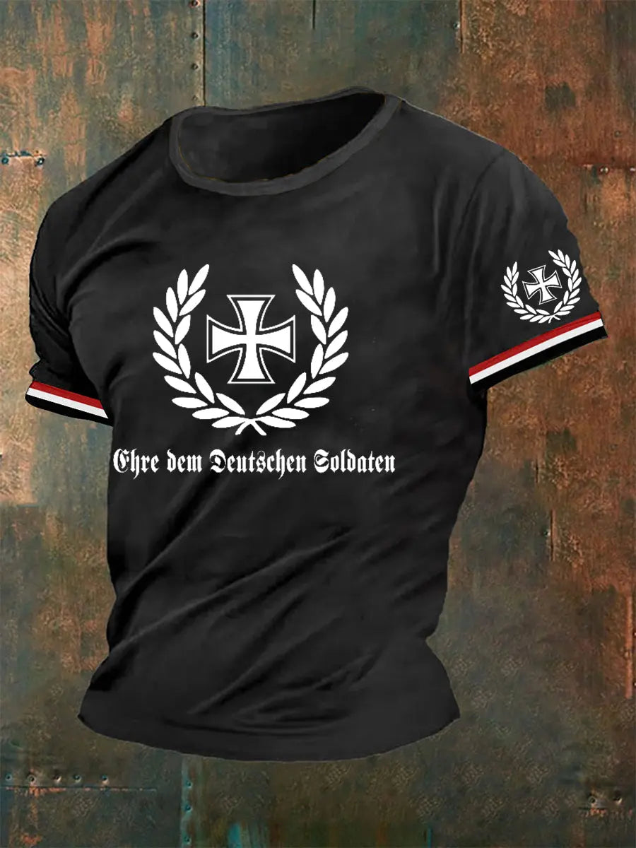 Herren Ehre dem Deutschen Soldaten bedrucktes Kurzarm-T-Shirt zartstils