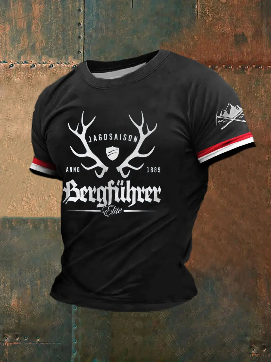 Herren Berg führer bedrucktes Kurzarm-T-Shirt zartstils