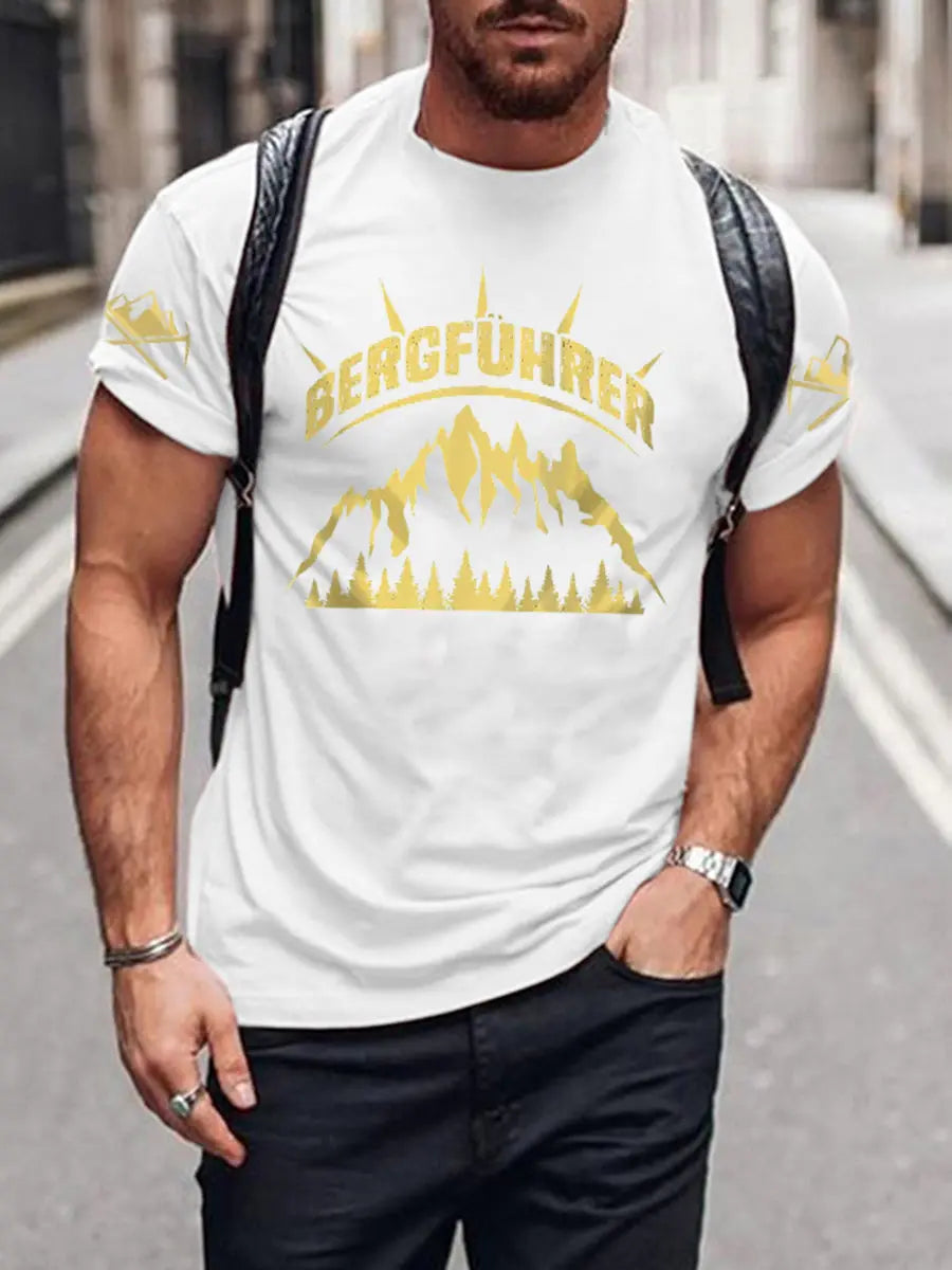 Herren Berg führer bedrucktes Kurzarm-T-Shirt zartstils