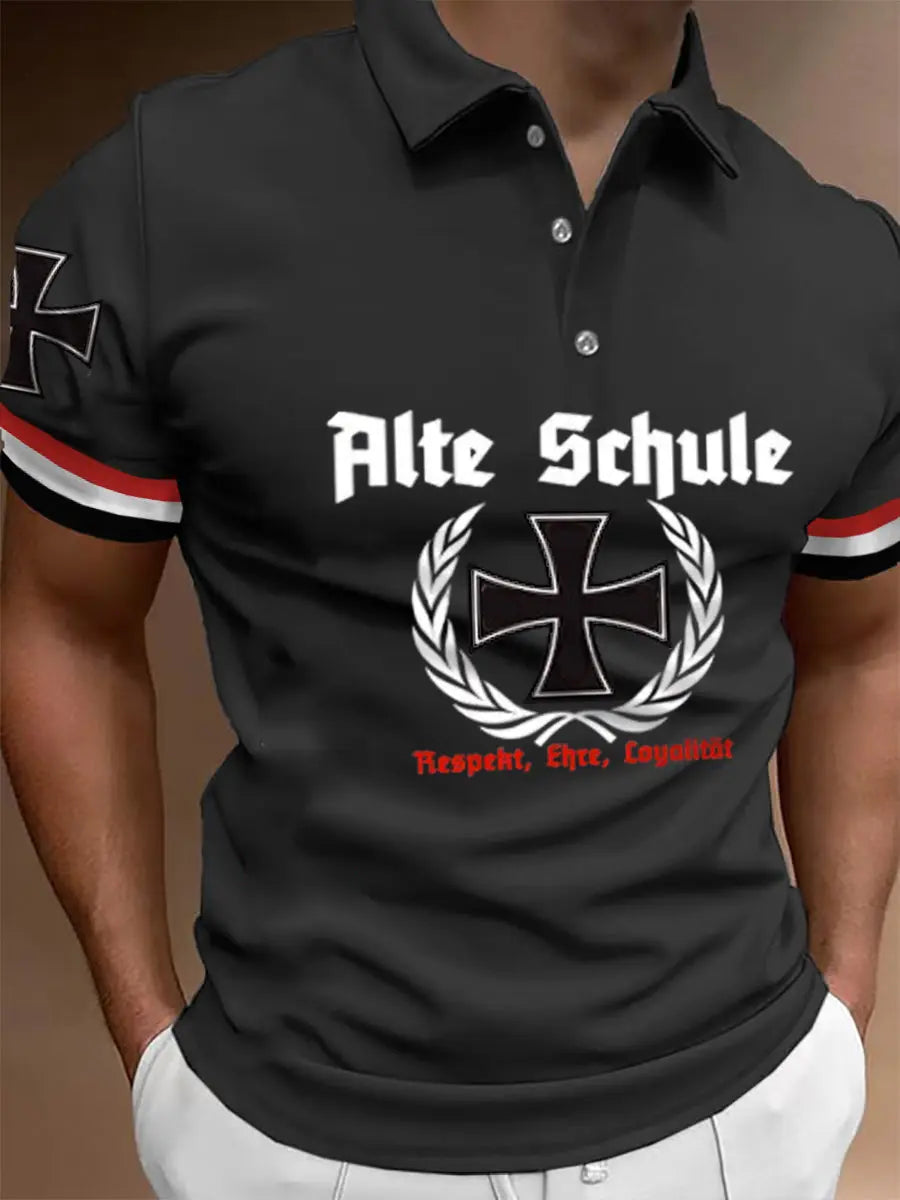 Herren Alte Schule Print Casual Polo Shirt zartstils