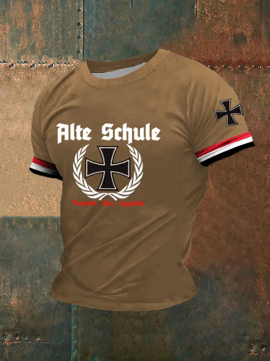 Bedrucktes Kurzarm-T-Shirt für Männer Alte Schule zartstils