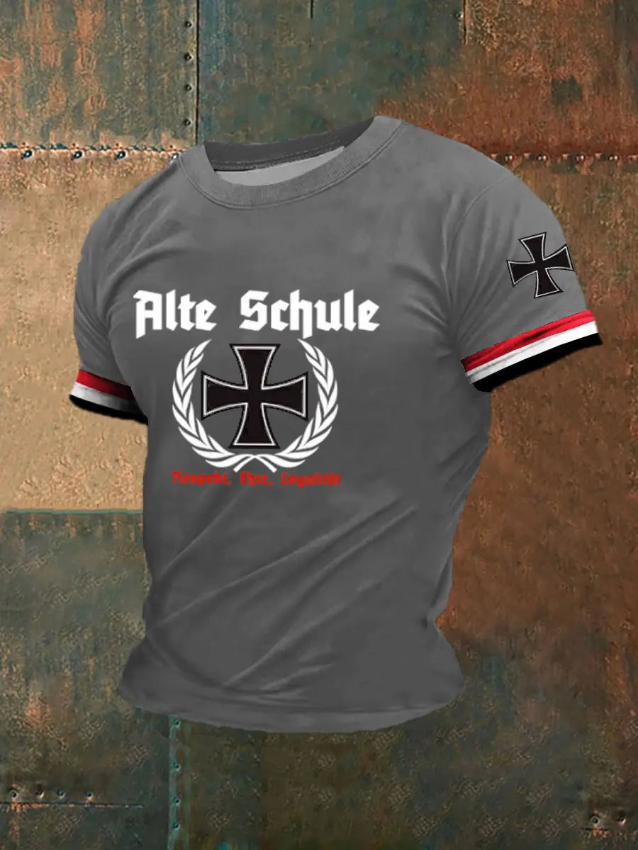 Bedrucktes Kurzarm-T-Shirt für Männer Alte Schule zartstils