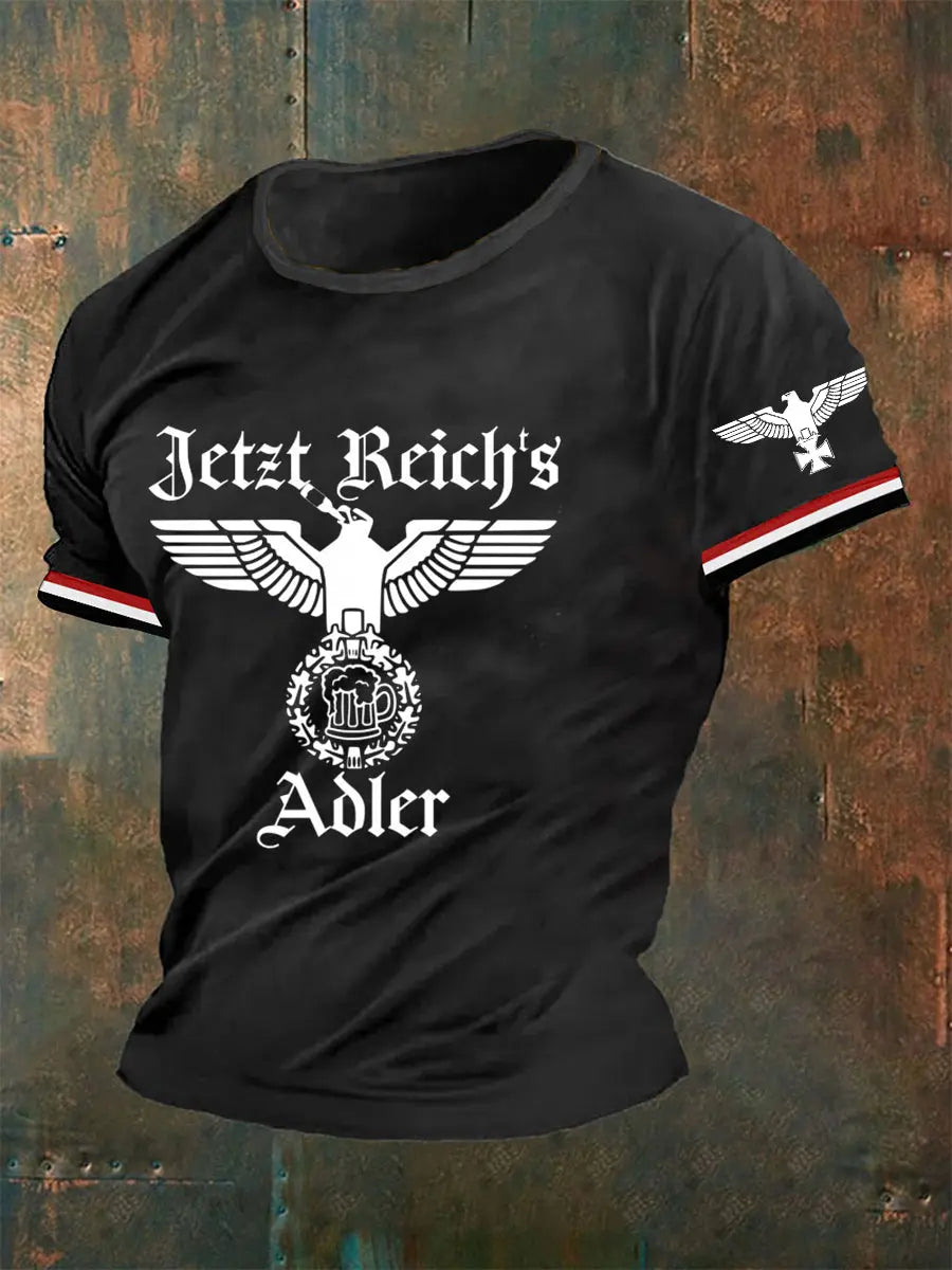 Jetzt Reichs Adler bedrucktes Kurzarm-T-Shirt für Herren zartstils