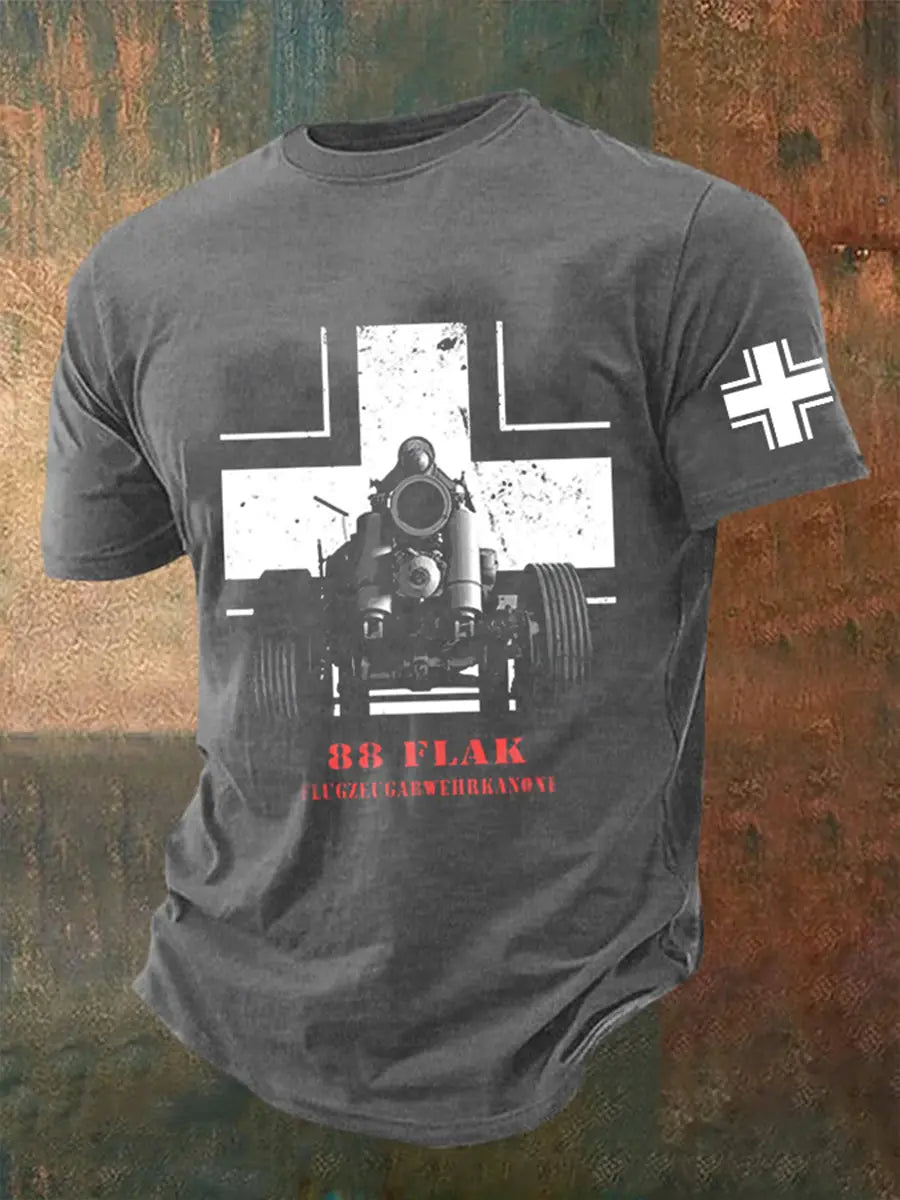 88 Flak bedrucktes Kurzarm-T-Shirt für Männer zartstils