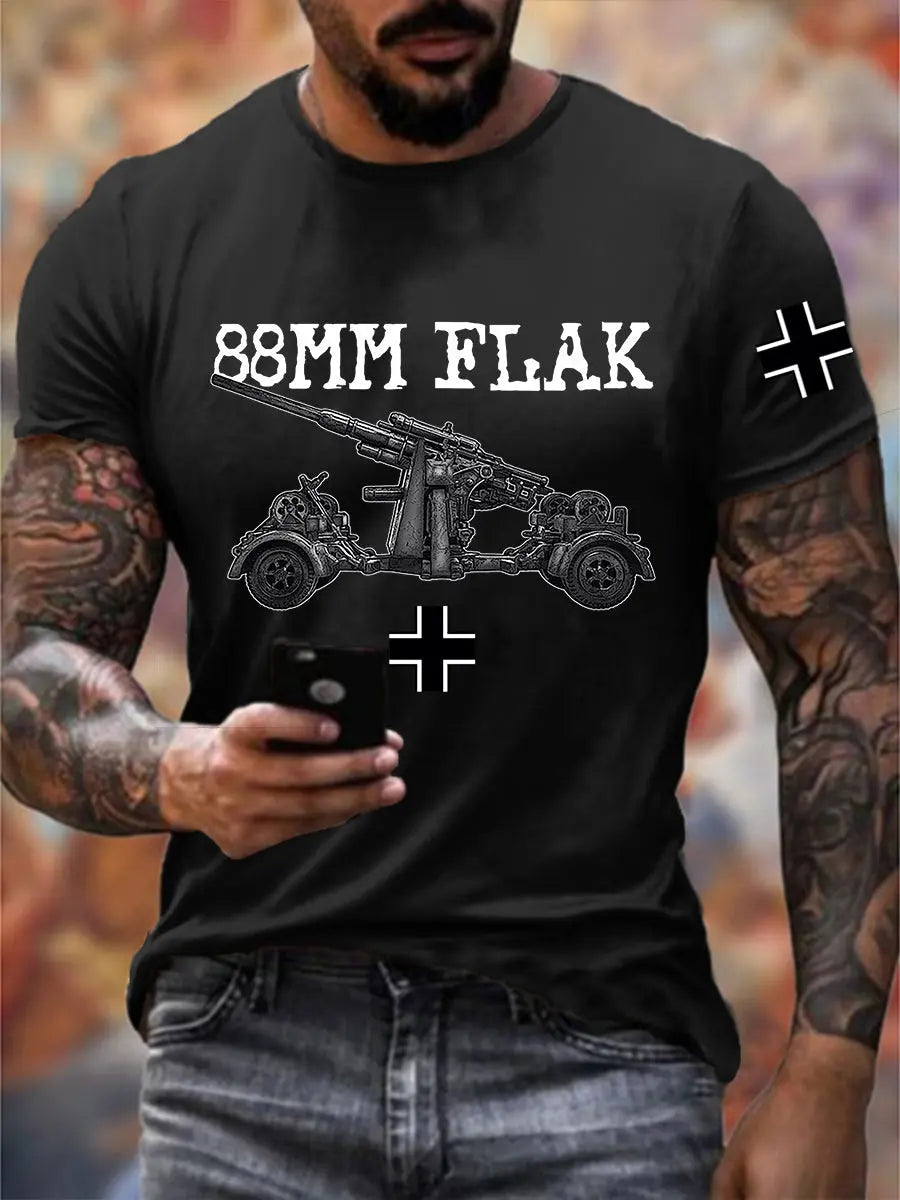 88 Flak bedrucktes Kurzarm-T-Shirt für Männer zartstils