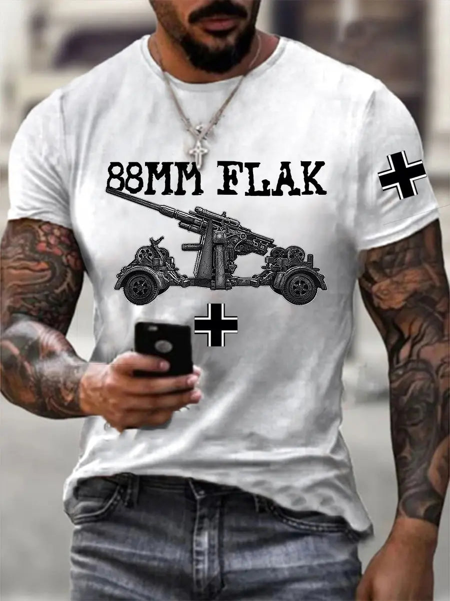 88 Flak bedrucktes Kurzarm-T-Shirt für Männer zartstils