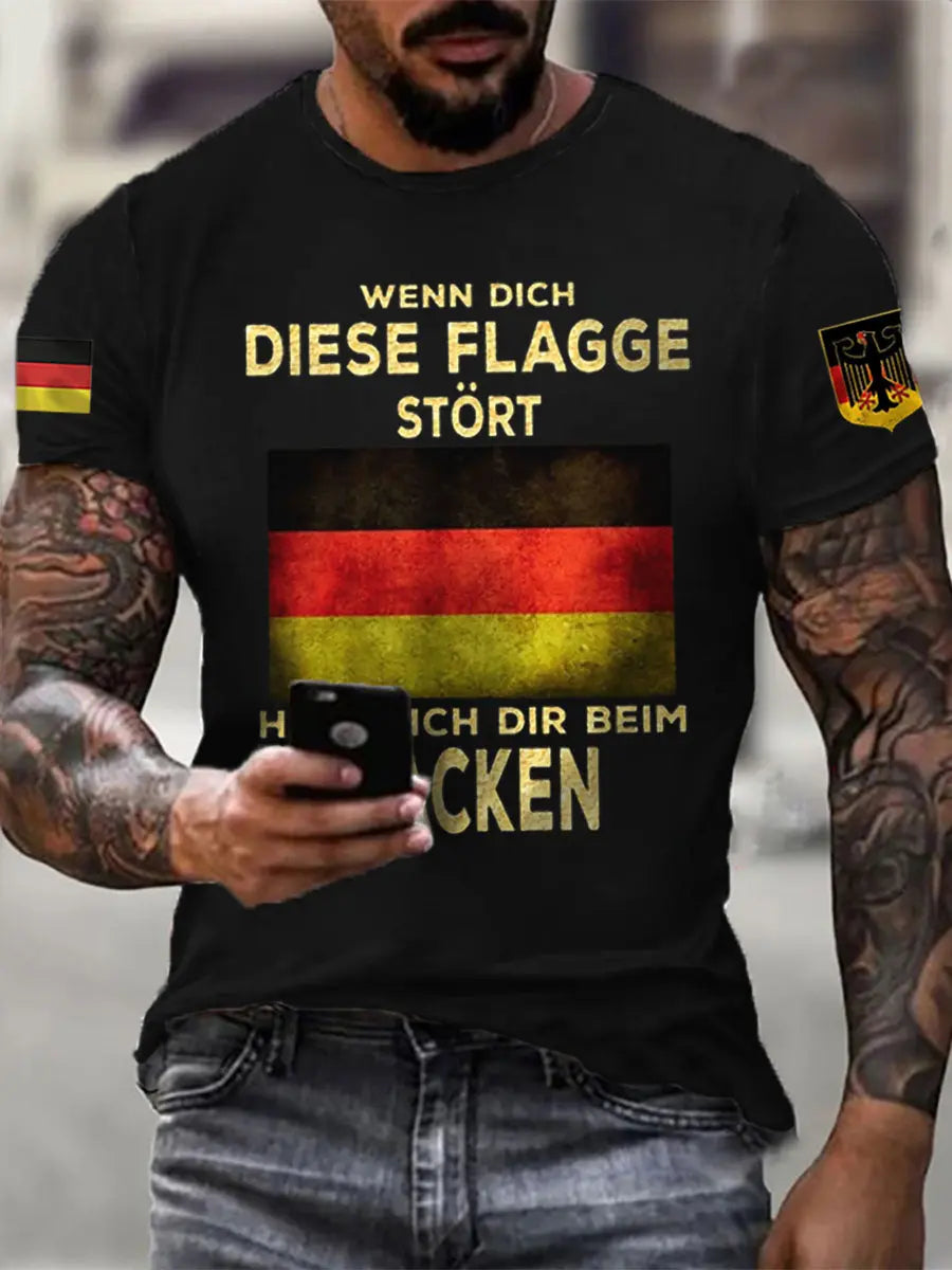 Herren Wenn dich diese flagge stört helfe ich dir im packen bedrucktes Kurzarm-T-Shirt zartstils