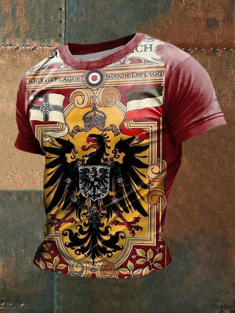 Männer deutsches Reich Adler mit Fahnen bedrucktes Kurzarm-T-Shirt zartstils