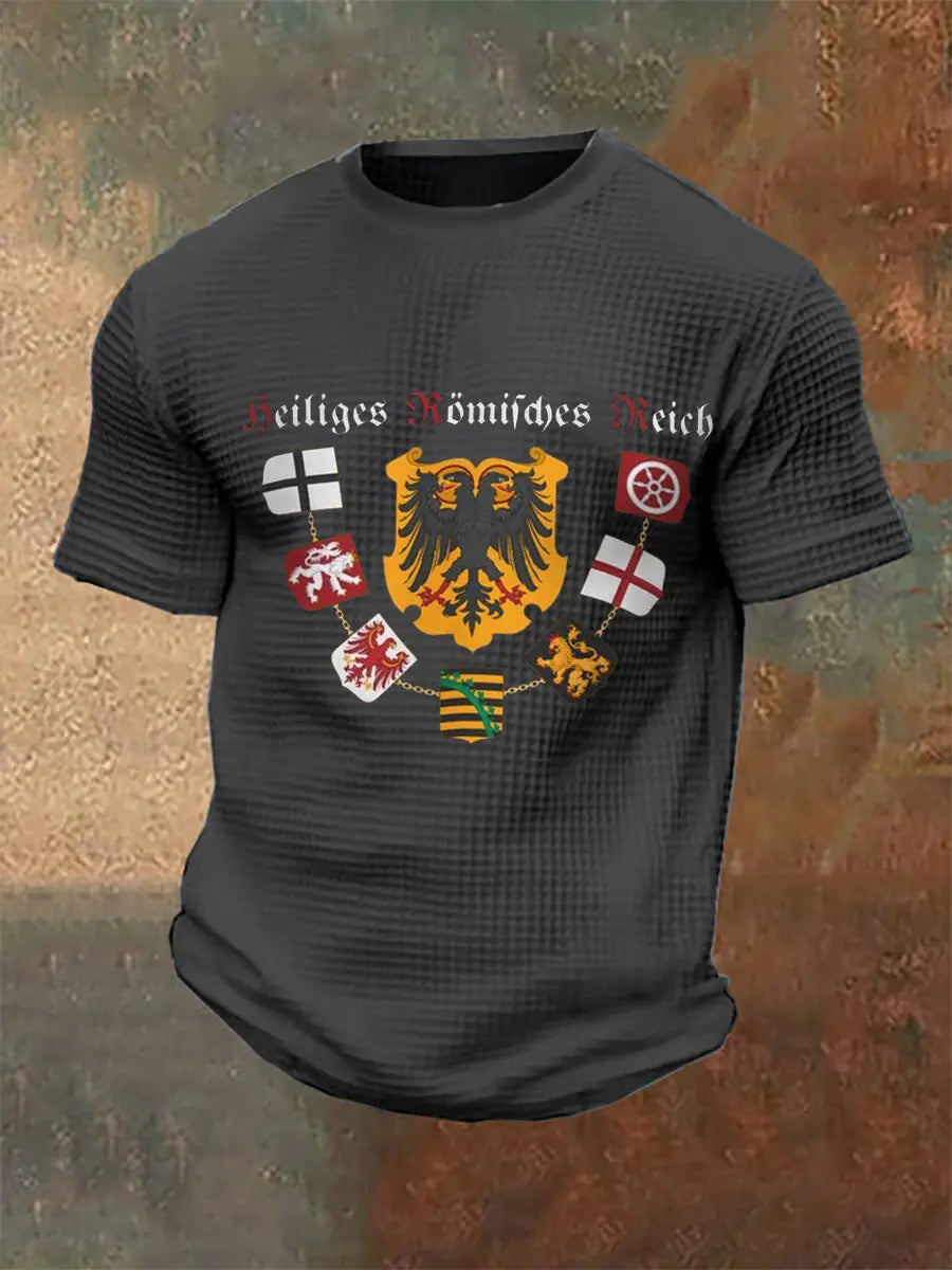 Herren Heiliges Römisches Reich Druck Waffel Kurzarm zartstils