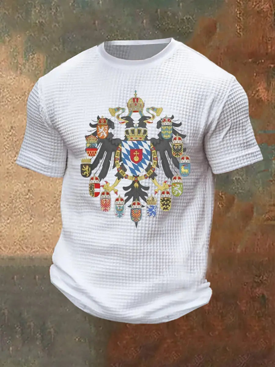 Herren Heiliges Römisches Reich Druck Waffel Kurzarm zartstils