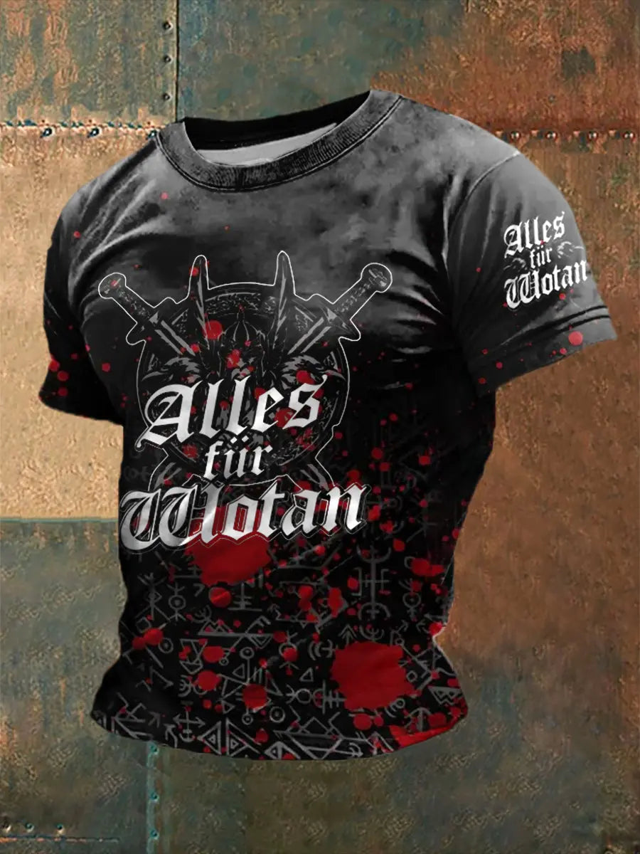 Herren Viking bedrucktes Kurzarm-T-Shirt zartstils