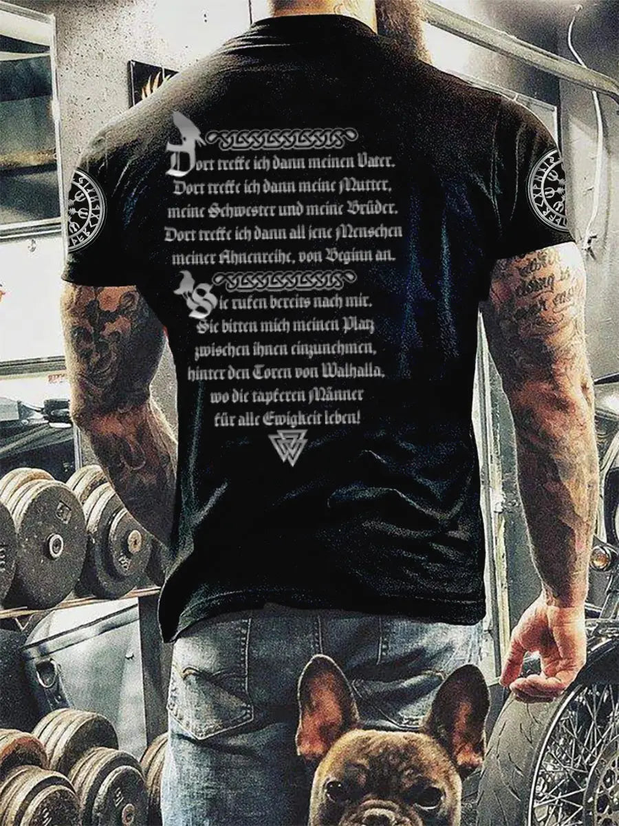 Herren Viking bedrucktes Kurzarm-T-Shirt zartstils