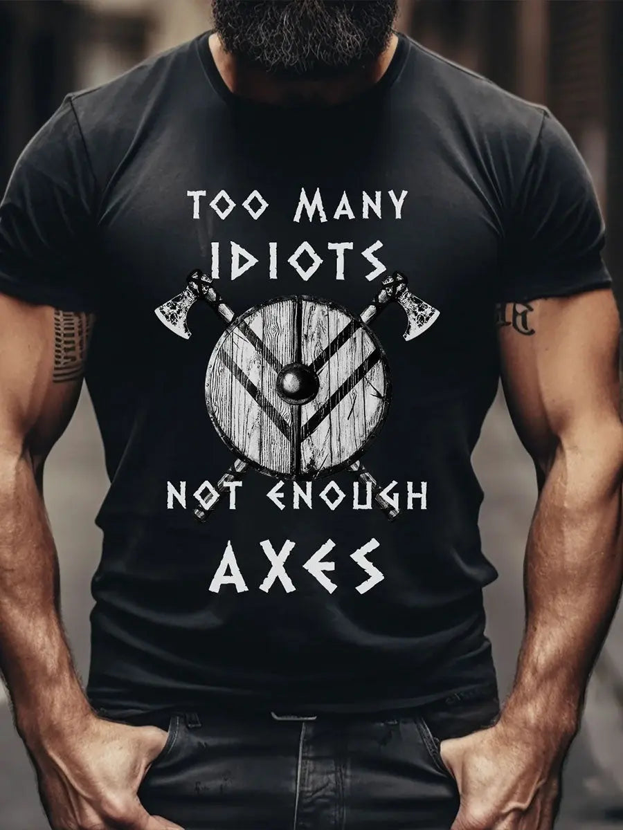 Herren Viking Style zu viele Idioten bedrucktes T- Shirt zartstils