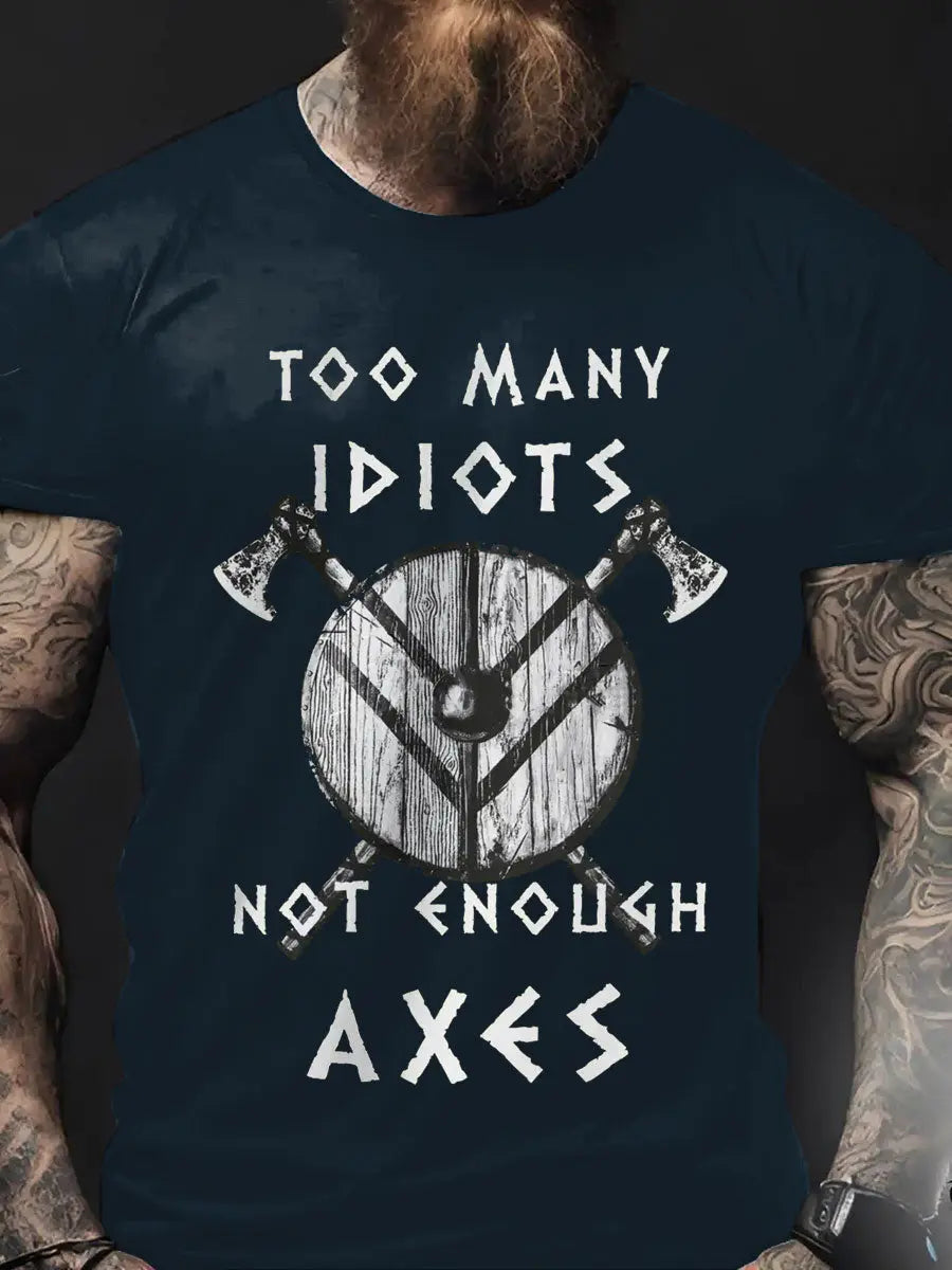 Herren Viking Style zu viele Idioten bedrucktes T- Shirt zartstils