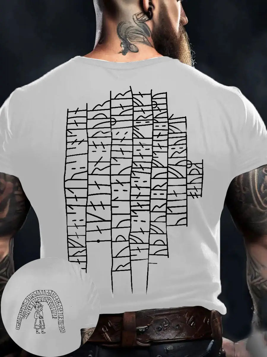 Herren Viking Style Authentisches Gotland Runes tone Norse Rune Bedrucktes T-Shirt zartstils