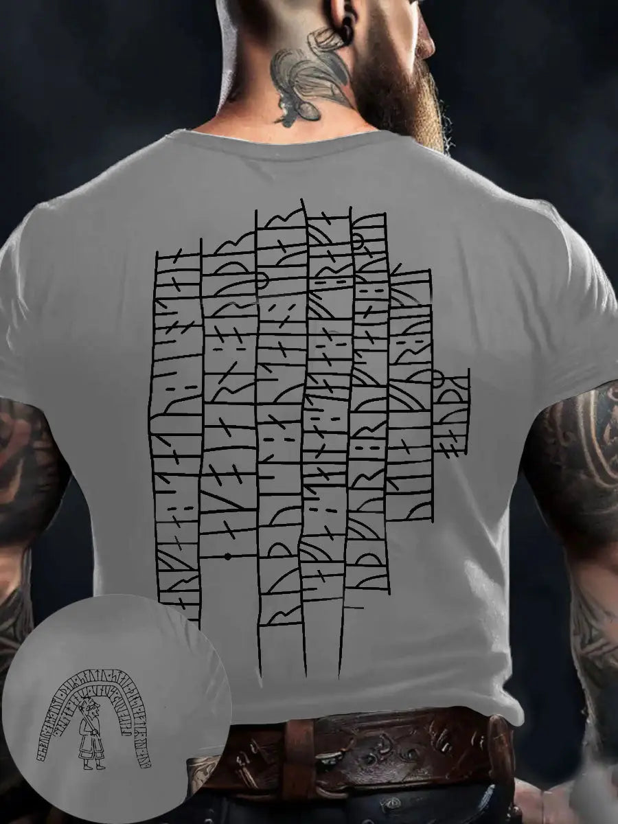Herren Viking Style Authentisches Gotland Runes tone Norse Rune Bedrucktes T-Shirt zartstils